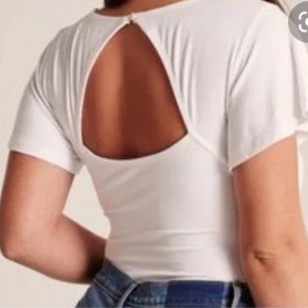 A&F Soft & Drapey White/Cream V-Neck Bodysuit